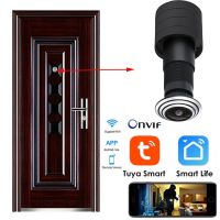 【LZ】 Tuya Wifi Door Eye Camera Mini Peephole Door WifI IP Camera 1.6MM Wide Angle FishEye 2Way Audio Build-In Speaker TF Card Slot