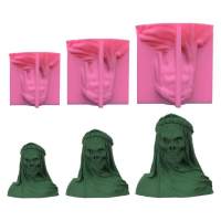 Halloween Silicone Mold Veiled Skull King Statue Candle Making Mold Non-Stick Halloween Themed Candle Silicone Mold for Making Resin Aesthetic Desk Decor DIY Aromatherapy Candle superior