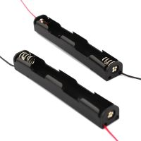 Black 2 X 1.5V AA Long Strip Battery Holder Storage Box Single 2AA AA 3V Batteries Plastic Case Container with Wire Leads