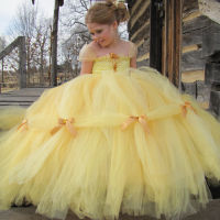 Halloween Princess Belle Beauty and Beast Costume Fluffy Pageant Kids Girls Birthday Party Tutu Dress For Carnival Holidays