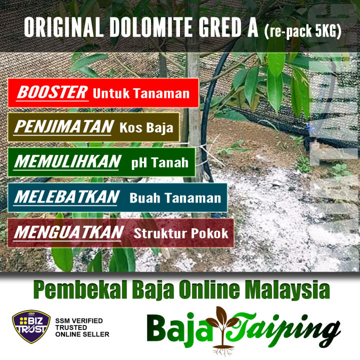 Dolomite Original Gred A (Pek 5KG) Durian, Sawit, Padi, Jambu, Pelam ...