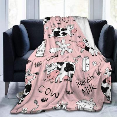 （in stock）Printed cow blanket Country farm animal flower theme blanket Soft Flannel blanket Sofa camping travel blanket（Can send pictures for customization）
