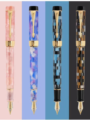 luxury Jinhao 100 Fountain Pen Century Checkerboard Kaleidosc Pink Acrylic Spin Gold Elegante INK Pen Business Office Supplies
