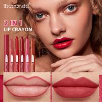 ปากกาทินต์กำมะหยี่เขียนขอบปากแบบกันน้ำ Lipliner เคลือบดัดแปลงได้ลิปสติกติดทนนานยาวลิปสติกแต่งหน้าบลัชเชอร์ลิปสติก Pigment สูง B8E4