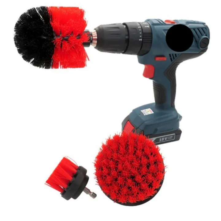 3pcs Car Wash Electric Brush Hard Bristle Auto Detailing Cleaning Tools