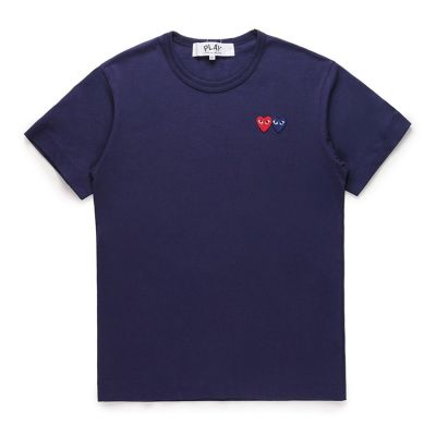 Comme Des Garcons Cdg Play เสื้อยืดแขนสั้นผ้าฝ้ายลายหัวใจเสื้อยืดลาย