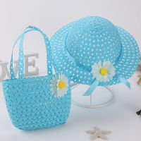 [hot]Summer Elementary School Student Children Beach Hat Kid Girl Large Wide Brim Straw Woven Sun Hat Holiday Travel Portable Handbag