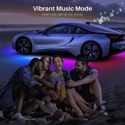 Car Underbody Neon Lights Flexible LED Strip Light Automobile Underglow Lamp APP Control Flowing RGB Ambient Atmosphere Lamp