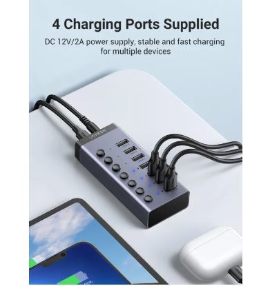 ugreen-7-port-3-0-on-off-switchable-usb3-0-hub-with-1m-usb-type-c-to-a-cable-รุ่น-90305