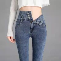 Winter Women Thicken Stretch Skinny Fleece Jeans Woman High Waist Button Black Warm Jeans Lady Vintage Denim Pencil Korean Pants