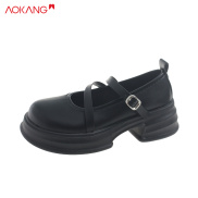 AOKANG Small leather shoes women s new British style shallow mouth single