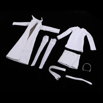 16 Femal PU Leather Suits Overcoat Shirt Belt for 12 Phicen Action Figure