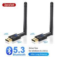 BT5.3 100ม. 2ชิ้น100ม. BT5.3 2ชิ้น Zexmte 100ม. อะแดปเตอร์5.3บลูทูธ USB เครื่องรับส่งสัญญาณดองเกิล5.0 5.1บลูทูธสำหรับ Windows 11/10/8อะแดปเตอร์เมาส์ไร้สาย