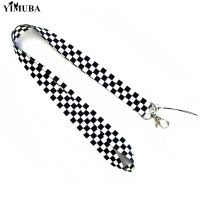 YIMUBA New Trendy Black &amp; White Squares Keychain Lanyard for Camera USB ID Cards Badge Holder Anti-lost Mobile Phone Neck Straps Key Chains