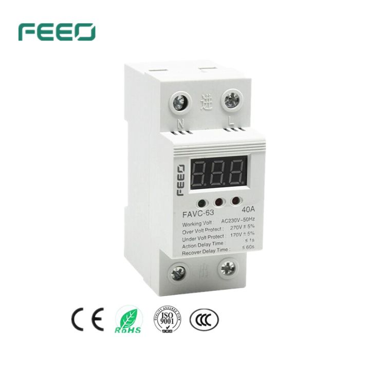 new-hot-quan59258258-feeo-63a-รีเลย์ป้องกันเครื่องปกป้องป้องกันอุปกรณ์แรงดันไฟฟ้ามากกว่าแรงดันไฟฟ้าและภายใต้แรงดันไฟฟ้าพร้อมโวลต์มิเตอร์