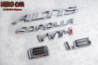 ชุดโลโก้ LOGO ALTIS ,COROLLA และ VVT-i ,1.6 ,E มีขอบ สีเงิน ชุป ติดท้ายรถยนต์​ TOYOTA ALTIS COROLLA