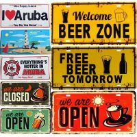 【HOT】✒✕ WELCOME BEER ZONE Metal Tin Signs Car Bar Wall Painting Poster Iron Plates Plaque