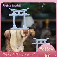 PRETTY IN PINK 1 สีเทาและสีเทา ประตู Torii ญี่ปุ่นขนาดเล็ก หินทรายเทียม งานฝีมืองานประดิษฐ์ การจำลอง Torii ของขวัญสำหรับเด็ก ของตกแต่งตู้ปลา ศาลเจ้า shinto ขนาดเล็ก ของเล่นสำหรับเด็ก