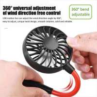 Top Picks WLLW Small Neck Band Portable Mini Air Fan With Dual Fan USB rechargeable Fan