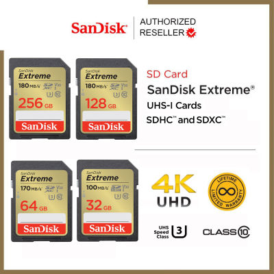 SanDisk Extreme SD Card SDHC / SDXC 32GB , 64GB , 128GB , 256GB (SDSDXVT) เมมโมรี่การ์ด SDCARD แซนดิส ประกัน Lifetime Synnex SDSDXVA SDSDXVV