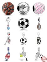 New 100% Real 925 Sterling Silver Football Basketball Rugby Dangle Bead Charms Fit Original Pandora Bracelet Jewelry Fine Gift