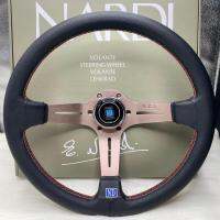 พวงมาลัยนาร์ดี้ (Nardi) งานเย็บ 2 ชั้นพร้อมแป้นแตร์กว้าง 13.5 นิ้ว ยก 2.5 นิ้ว แถม ! ชุดน๊อตให้ 6 ตัว