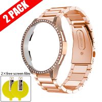 For Samsung Galaxy Watch 5/4 44mm 40mm Bracelet Galaxy Watch 4 Classic 46/42mm Metal Strap Diamond Protective Case Band Films