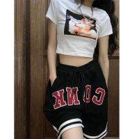 retro black sports womens summer loose five-point ins trendy casual basketball