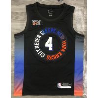 【Hot Pressed】Derrick Rose New York Nicks No.4 2023NBA Jerseys 2021 Season City Edition Black Basketball Jersey