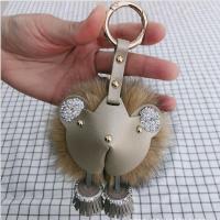 Diamond Real Fox fur Pompom Keychain Monster fur Ball Bag Ornaments Charm Lion New Korean Car Accessories Pendant with Tassel