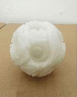 Crystal Stone 55mm Splendiferous Chinese white jade flower magic Puzzle Ball Stand