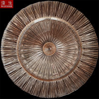 Laser Design Glass Charger Plate Show Tray Decorative Salad Fruit Steak Wedding Dinner Main Plate Round Dish Tableware Display