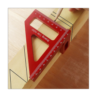 Woodworking Square Protractor Aluminum Alloy Miter Triangle Ruler Layout Measuring Tool for Engineer Carpenter -Red