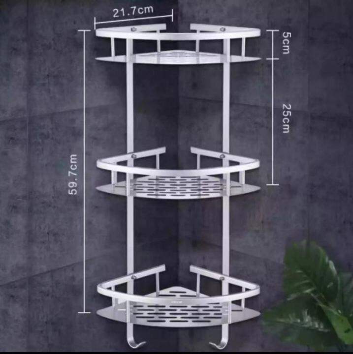 3 Layer Triangular Bathroom Corner Organizer Rack With Hook Triangle ...