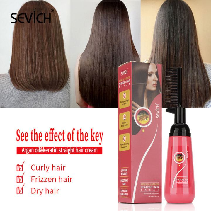 SEVICH Hair Straightener Cream Keratin Hair Straighten Comb 150ml Argan Oil Permanent  Straightening Hair | Lazada
