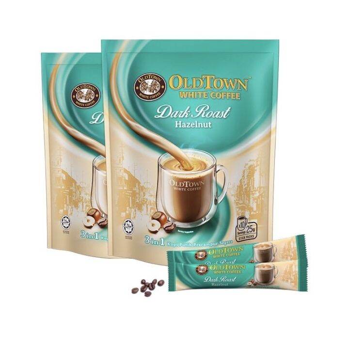 Kopi Old Town White Coffee Dark Roast Hazelnut 3in1 10 x 25 Gram