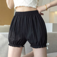 สตรีสีทึบ Lntimates ชุดชั้นใน Bowknot Frilly Bloomers กางเกงขาสั้นเอวยางยืดกางเกง Homewear Loungewear