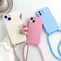 【CC】 Crossbody Lanyard Color iPhone 13 12 13Pro X XR XS 7 8 Matte Cord Soft Back Cover