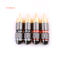 ?【Lowest price】CHANGDA 4 pcs RCA Hi-Fi Gold-Plated copper MALE plug Audio CONNECTOR