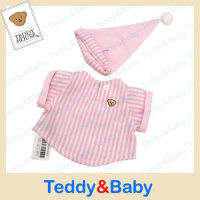 Teddy house : ชุดตุ๊กตา ชุดนอนหมวกพับแขน (ชมพู) ขนาด 10 นิ้ว