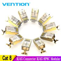 Vention RJ45 Connector Cat8 RJ45 8P8C Modular Ethernet Cable Cat 8 FTP Head Plug Gold Plated RJ45 Crimp Network Connerctor Cat8 Cables