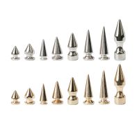 【CW】 50sets Silver Gold Cone Spikes Screwback Studs Rivets Multiple Sizes Metal Tree for Punk Style Clothing Accessories