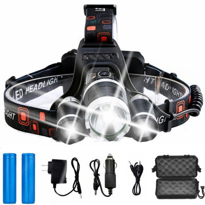 C2 Headlamp Rechargeable Battery Ultra Bright Waterproof 4 Modes Headlight 3 T6 R5 LED 18650 Hunting Fishing for Camping Light