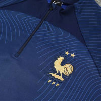 Autumn models 2022 2023 France half zip long sleeve training suit soccer jerseys 22 23 Sapphire blue print stripes football tracksuit jogging training kit adult setTH