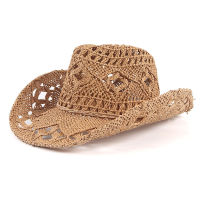 Solid Outdoor Travel Unisex Summer Western Sunshade Cap Women Handmade Cowboy Straw Hat