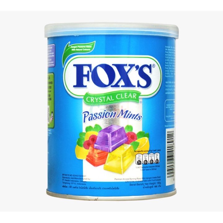 ลูกอม-foxs-ลูกอมฟ๊อกซ์-ลูกอมรสผลไม้-กระป๋อง180g-foxs-crystal-clear-ลูกอมคริสตัลเคลียร์-ลูกอมรสเบอร์รี่-ลูกอมรสมิ้นท์