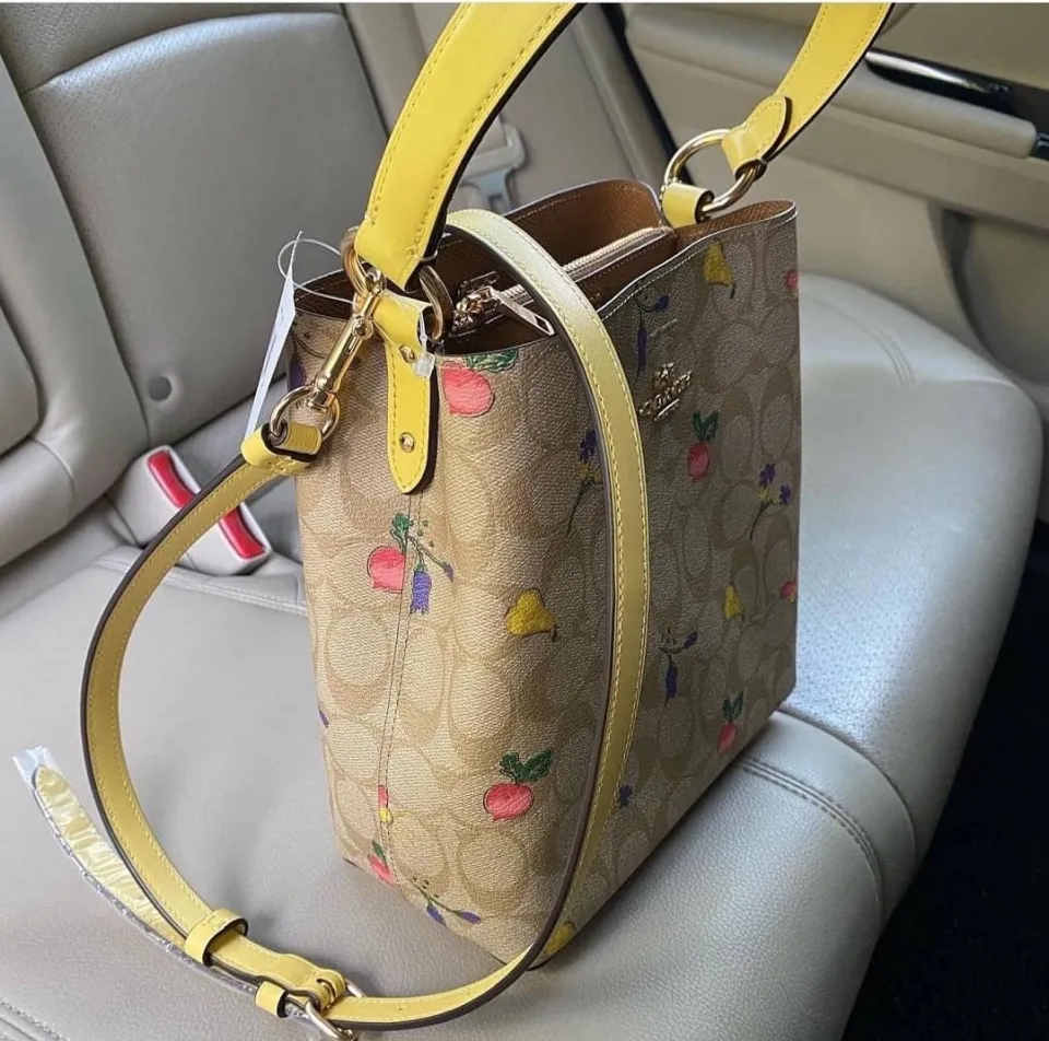 Coach Yellow Dreamy Veggie Print Signature Canvas Mini Town Bucket Bag, Best Price and Reviews