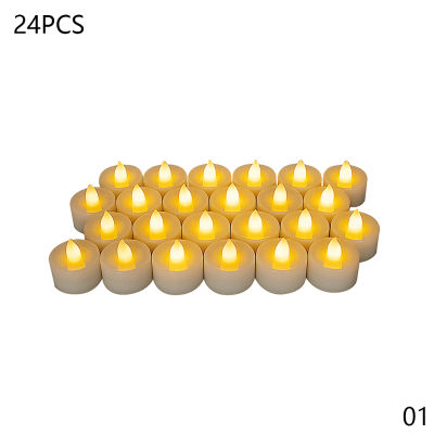 24Pc Flameless Led Tealight Candles Battery Operated Warm Flameless Pillar Candle Bluk for Birthday Party Wedding Romantic Decor