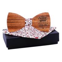 Men Wooden Bow Tie Handkerchief Set for Wedding Party Dress Up Photo Prop Boys Clothing