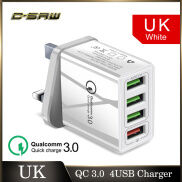 C-SAW 33W QC 3.0 Sạc Nhanh Bộ Sạc USB 4 Cổng Sạc Nhanh Bộ Chuyển Đổi Điện